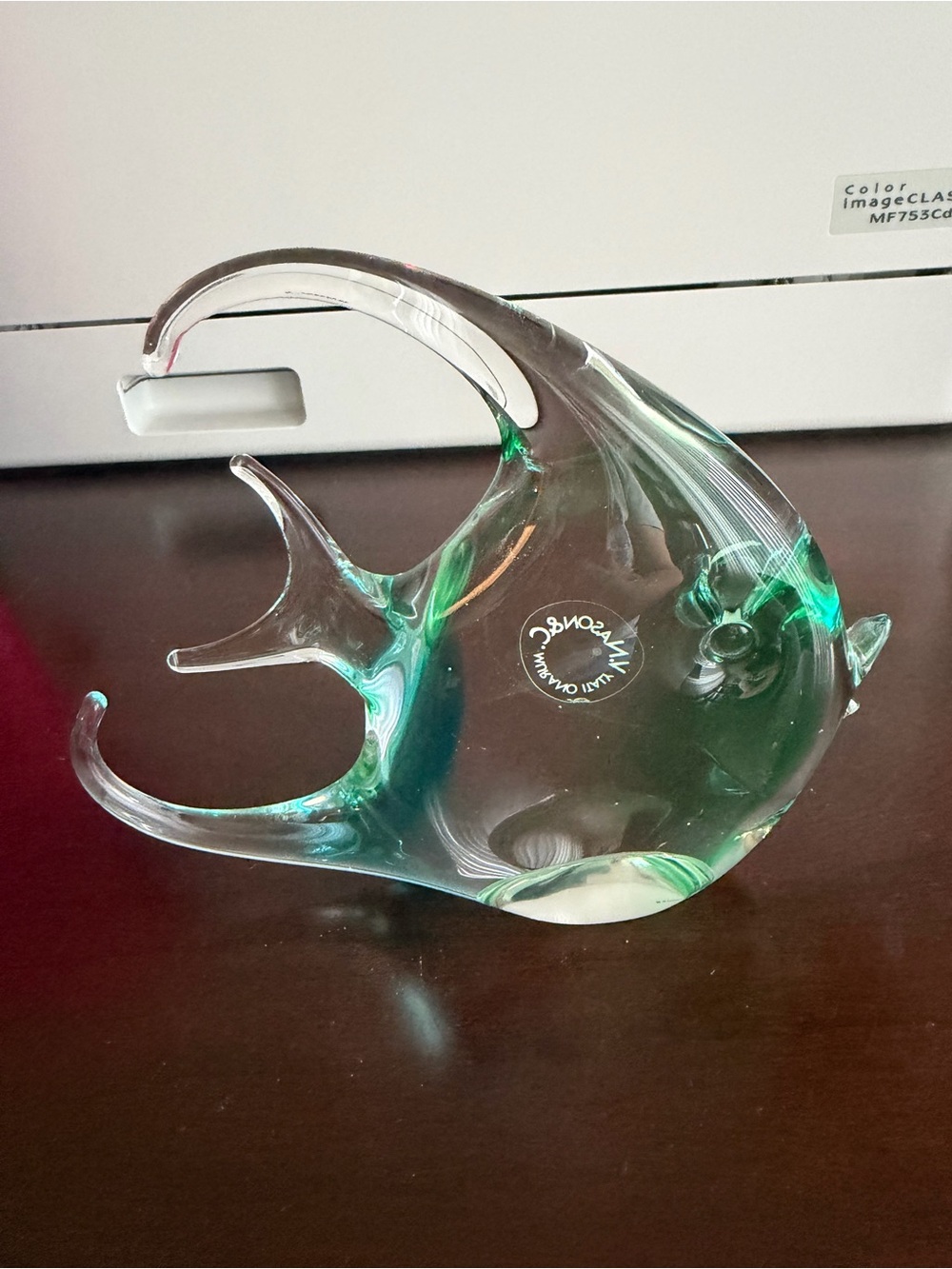 Murano Green and Clear Art Glass Fish Sculpture
